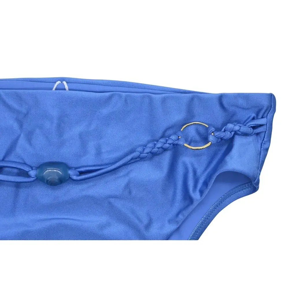 Red Carter Women's Belted High Waist Bikini Bottoms in Voyage Blue